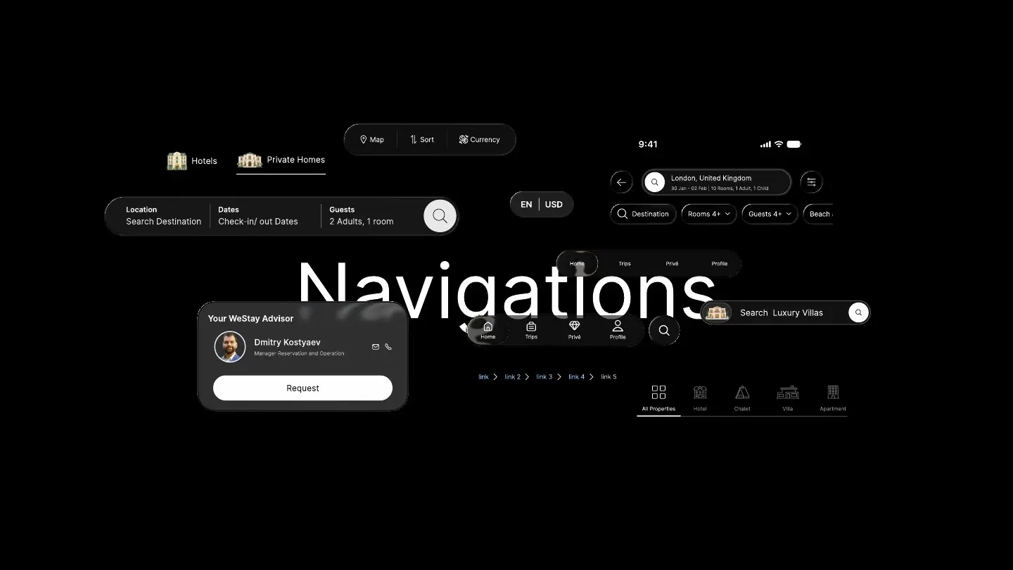 Navigation components: search, headers and tab bars