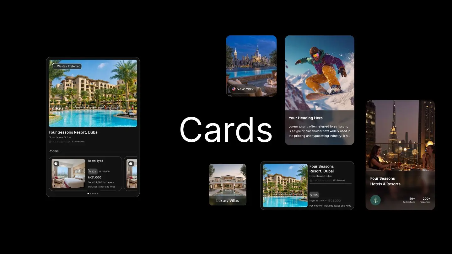 Cards for hotels, trips and experiences