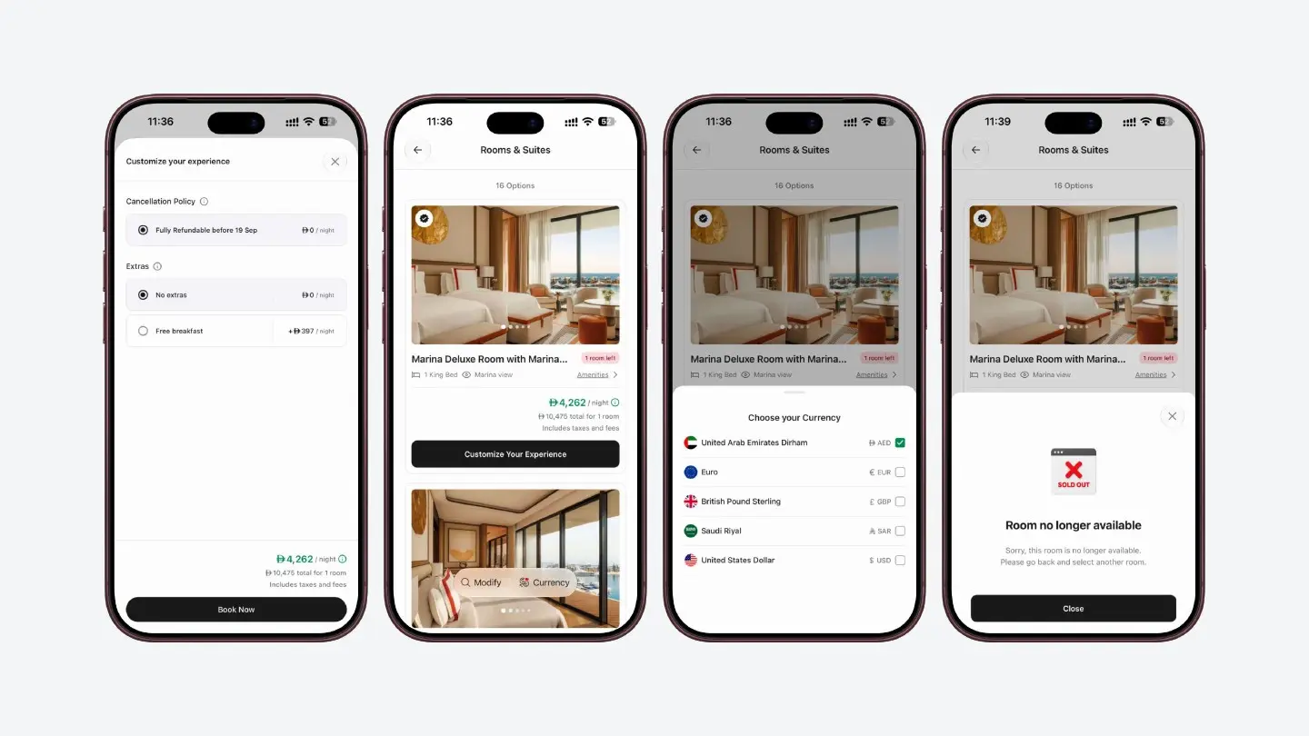 Room selection and booking states